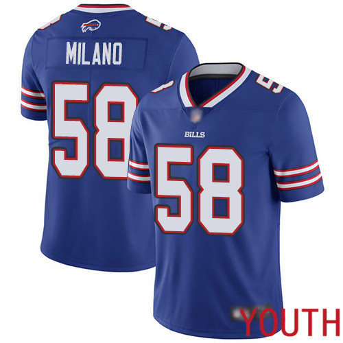 Youth Buffalo Bills #58 Matt Milano Royal Blue Team Color Vapor Untouchable Limited Player NFL Jersey